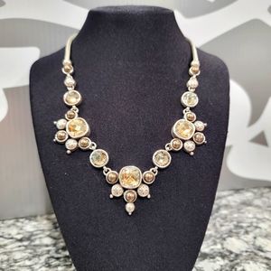 BRIGHTON FACETED CHAMPAGNE CRYSTAL FAUX PEARL NECKLACE NWOT